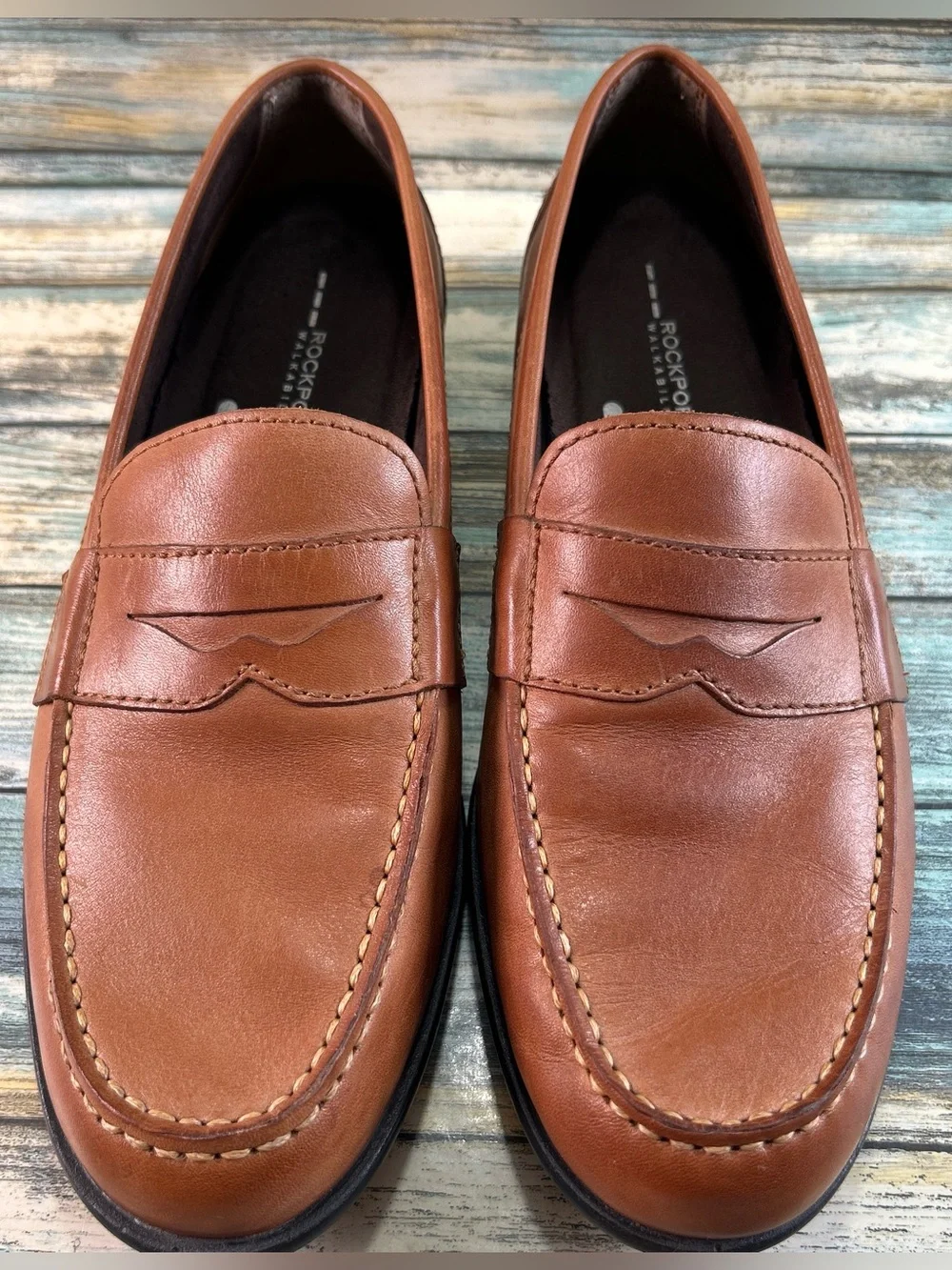 Rockport Penny Loafer Mens Size 9M Brown Leather Moc Toe Dress Work Comfort Shoe